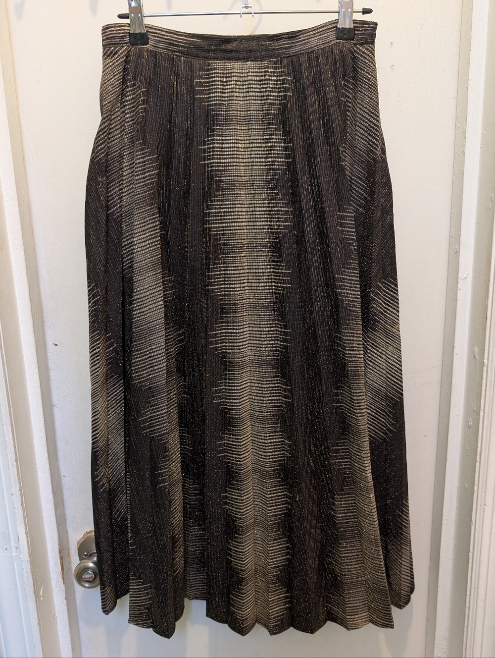 Les Compelli Metallic Pleated Skirt Retro US 4/6 Made in France Unique